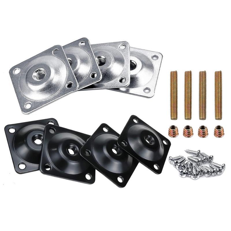Furniture Leg Mounting Plates Thick Iron Brackets Connector Kit for Strengthening Tables Beds or Cabinets in DIY Projects