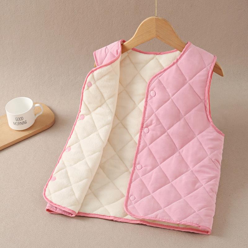 Kids Thickened Warm Padded Sleeveless Cardigan Vest For Boys And Girls