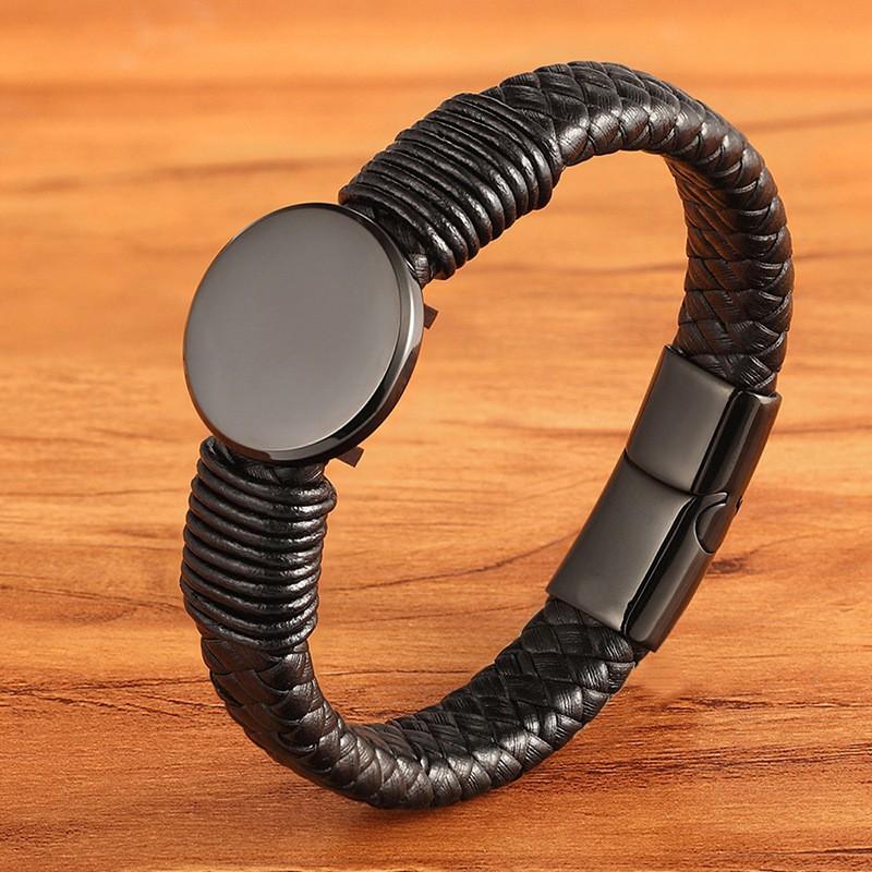 Mens Titanium Steel Magnetic Bracelet With Round Button Design Adjustable Length Unisex Fashion Accessory