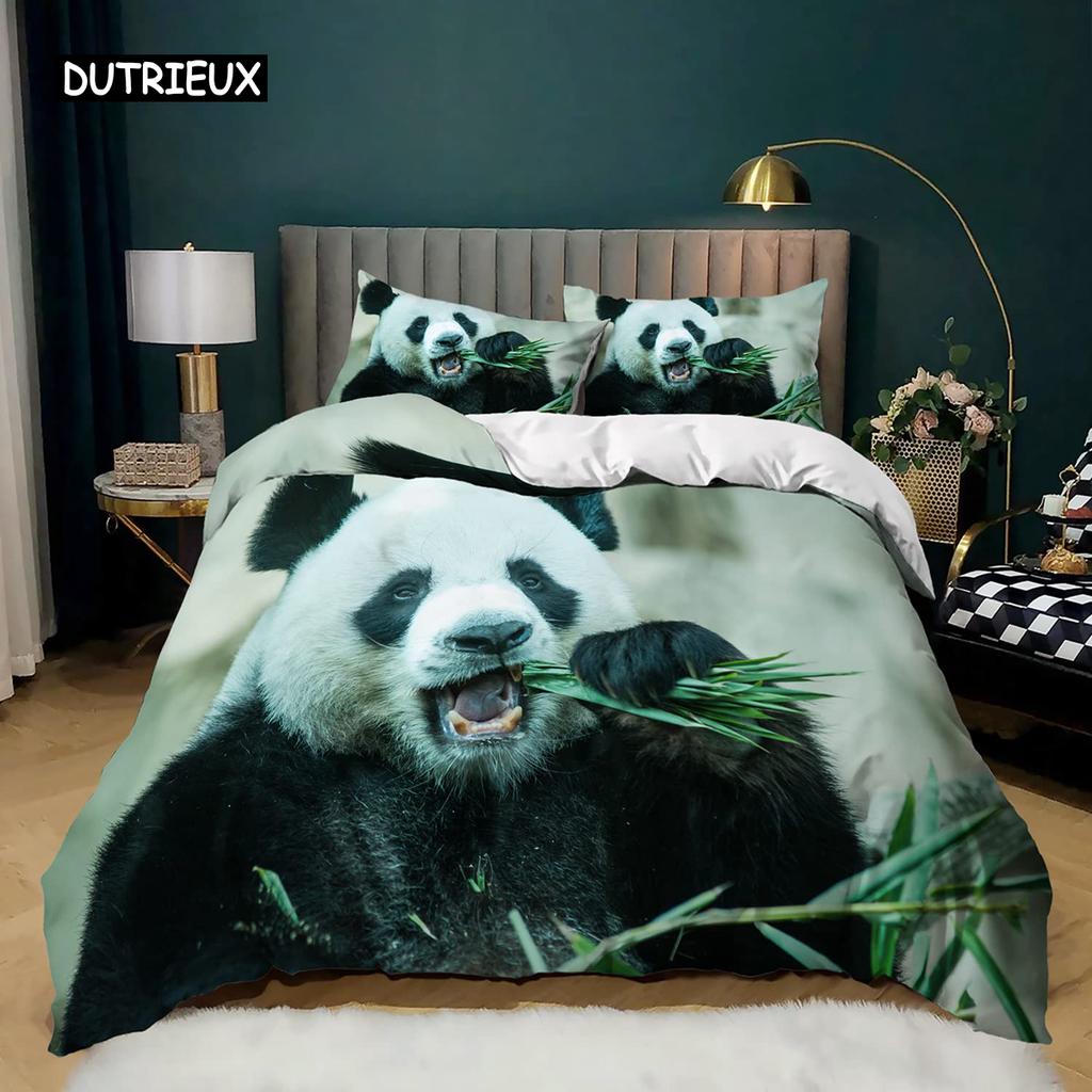 Panda Tiger Bedding Set, 3D Printed Animal Duvet Cover, Twin Full Queen King Double UK Supking Sizes Bed Linen Pillowcase