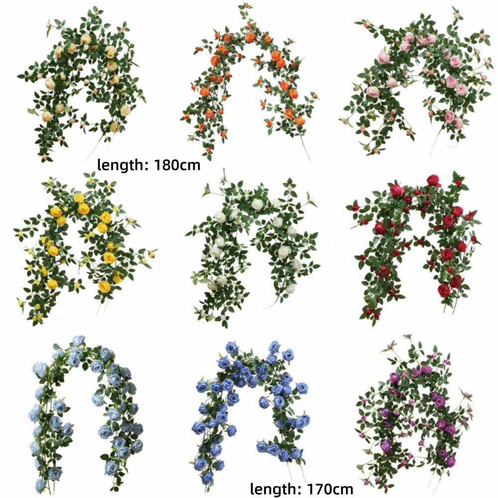 Multicolor Artificial Rose Vine Green Leaves Fake Flower Vines Rose Silulation Flower  Home Decor