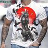 3D Printed Japan Samurai Pattern T-shirts Summer O-Neck Short Sleeve Loose Fashion Personality Street T-shirts