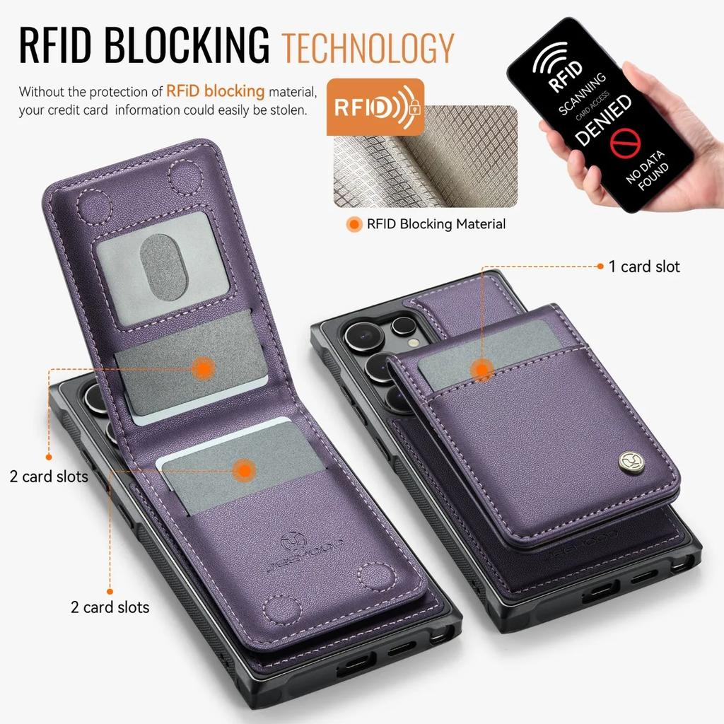 For Samsung Galaxy S25 Ultra S24 S23 S21 S20 FE S22 Plus A56 A36 A26 A16 2-in-1Detachable Wallet RFID-blocking Card Holder Case