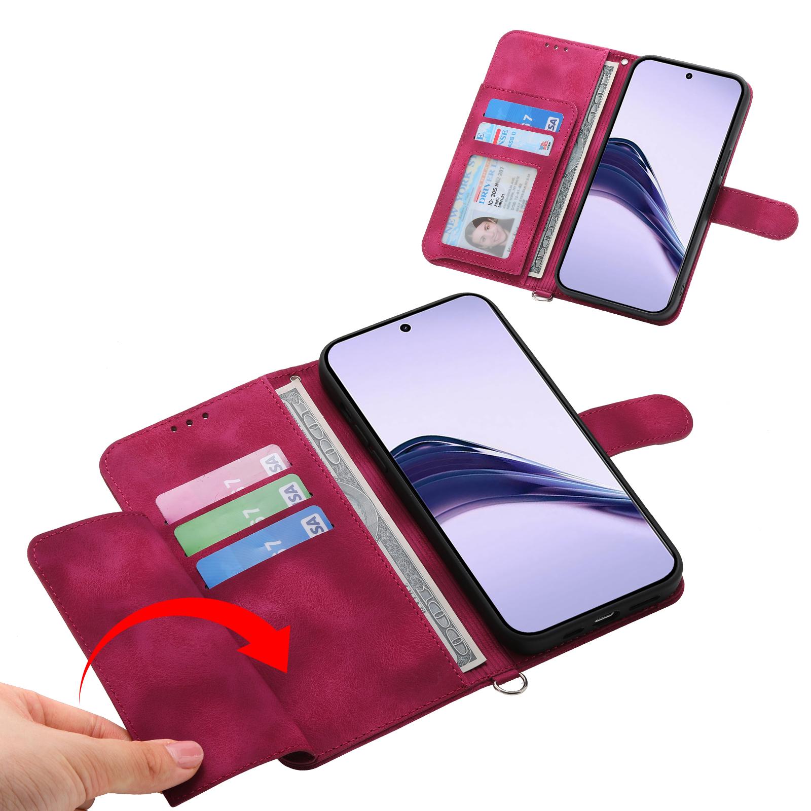 

For Realme 14 Pro 5G Case Flower Pattern PU Leather Wallet Phone Cover with Strap Light Purple