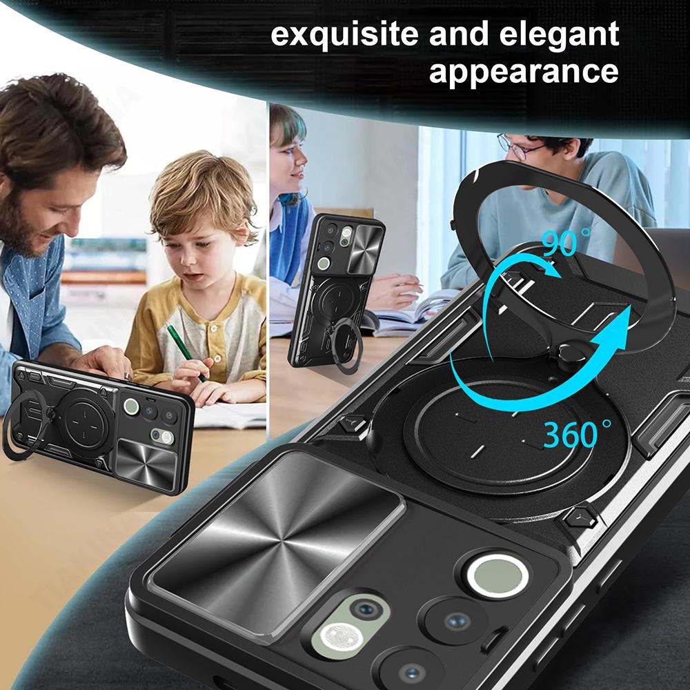Slide Lens Armor Funda for Vivo Y200 5G Case for Vivo Y29 Y19S 4G V50 IQOO Z9S V40E V40 Pro 5G Case Magnetic Ring Stand Cover