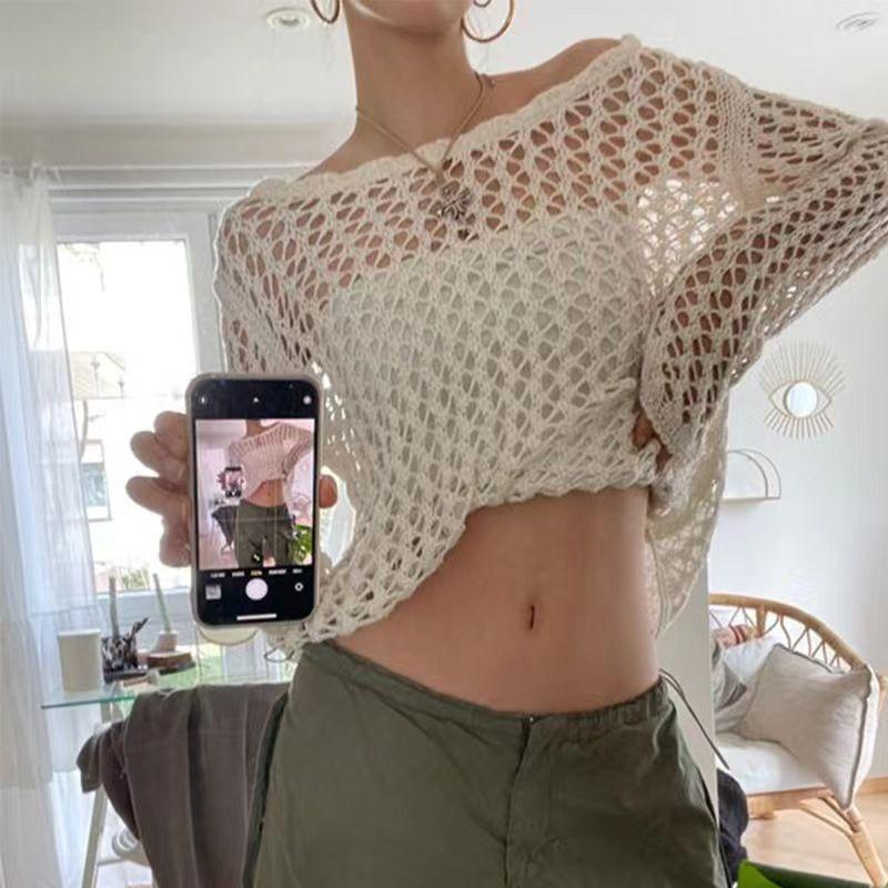 Fashion Wind New Arrival Mesh Tops Sexy Loose Slim Looking Sexy Knitwear Sexy Mesh Loose Top