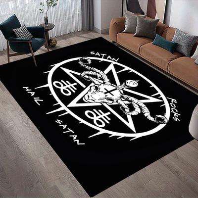 Satanic Symbol Style Crystal Velvet Rug, Soft Anti‑Slip Crystal Velvet Carpet for Living Room Bedroom Home Decor