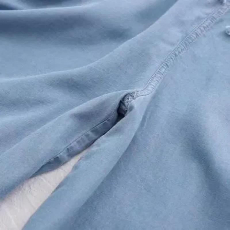 Women's Summer Thin Large Loose Wide Leg Elastic Waist Casual Denim Skirt Pants