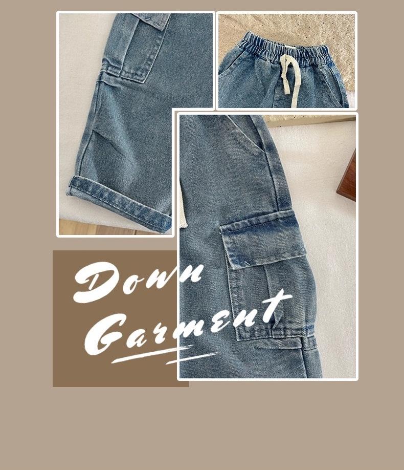 Spring 2025 Cool Multi-Pocket Jeans for Boys - Casual Children's Long Pants