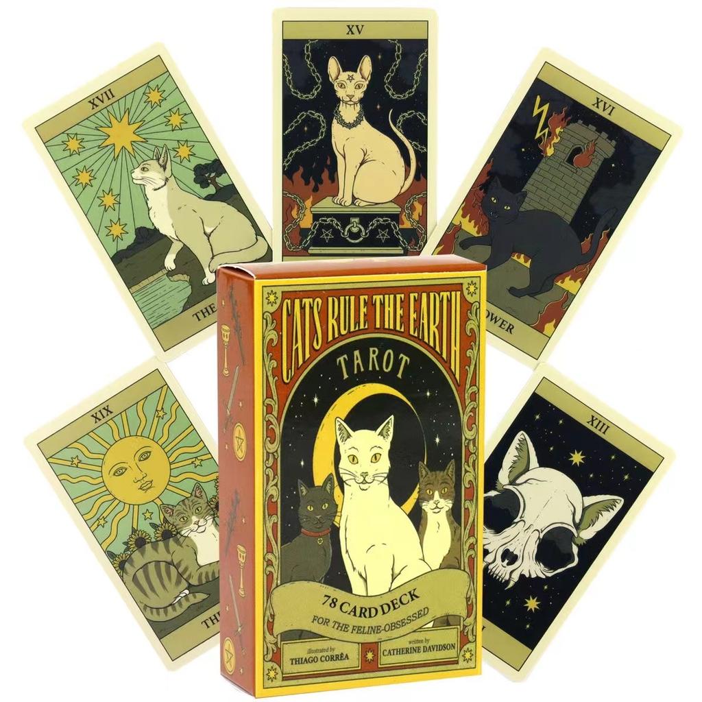 Cats Rule Earth tarotové karty A 78 Oracle English Visions Divination Edition Deck Borad Hraní her