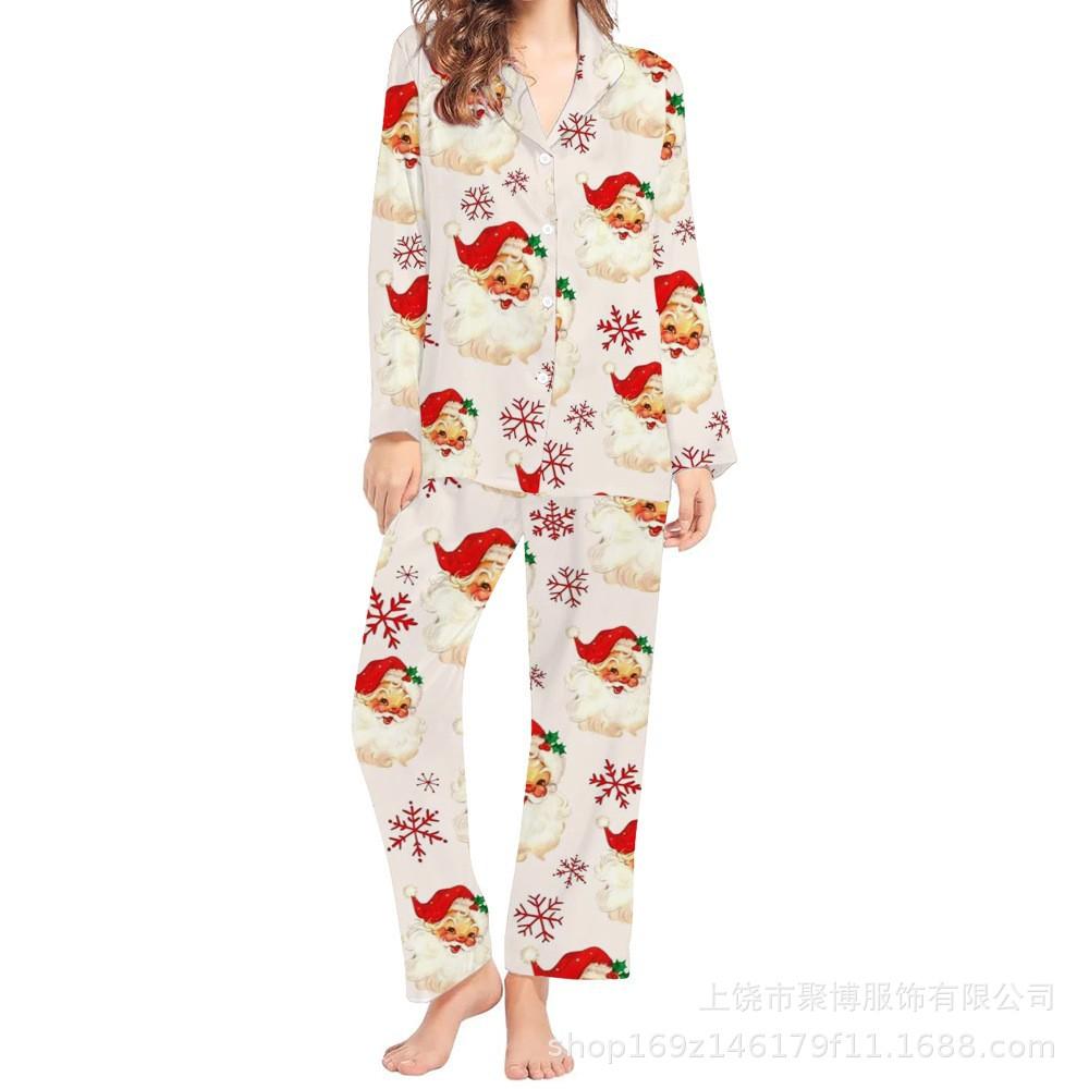 Europe and the United States Hot-selling New Christmas 1D Digital Printing Women's Pajamas Homewear Can Be D Wholesale Set