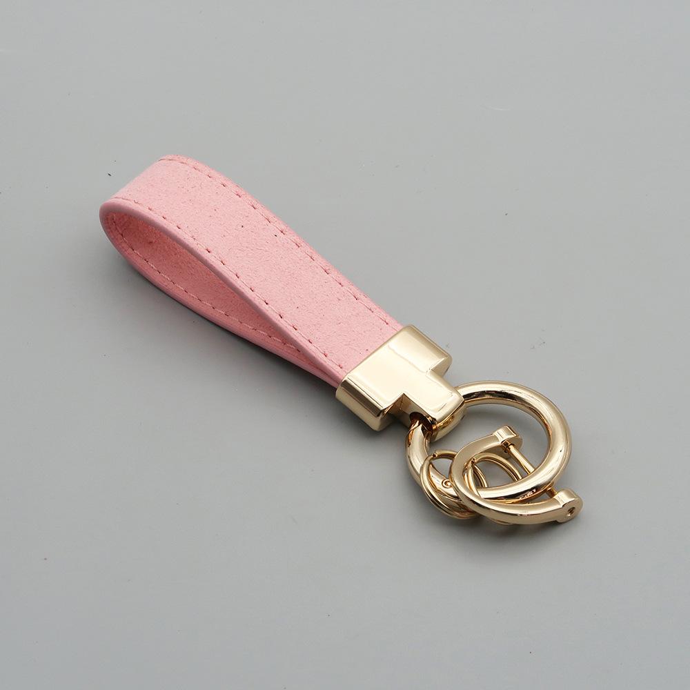 Laser Custom Logo Keyring Box Set Gift Personalized Name Number T Buckle Suede Leather Keychain Bag Car Key Chain Men’s Women‘s