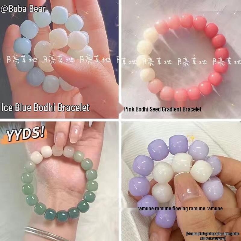 Xiaohongshu Style Soft Gradient Pink Bracelet for Students: Ice Transparent Finger Wrap Around Beads - Perfect for Gifting Besties.