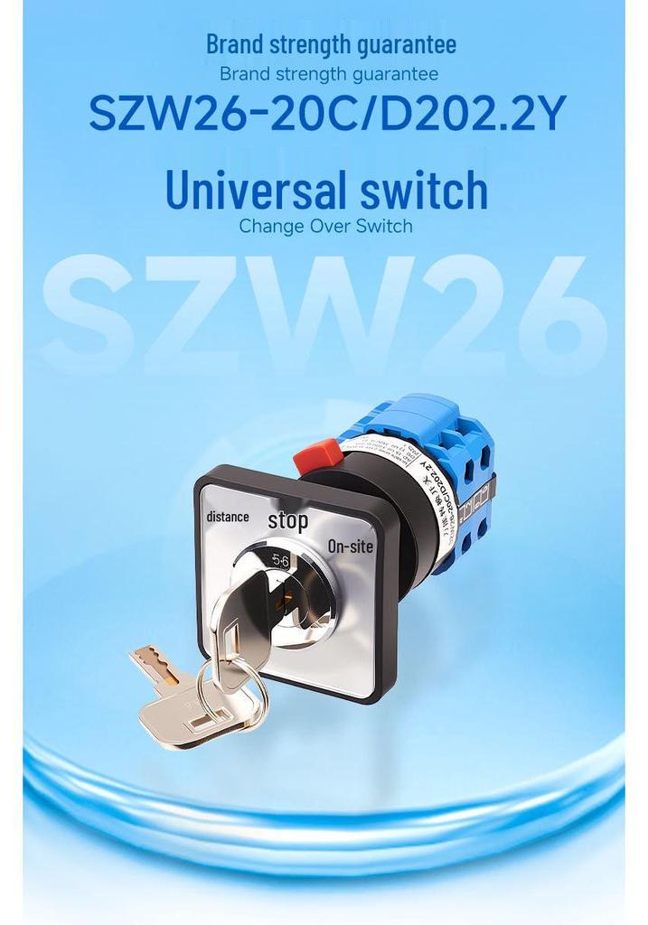Zhuochao SZW26-20C/D202.2Y Remote/Local Stop Single Hole Universal Changeover Switch
