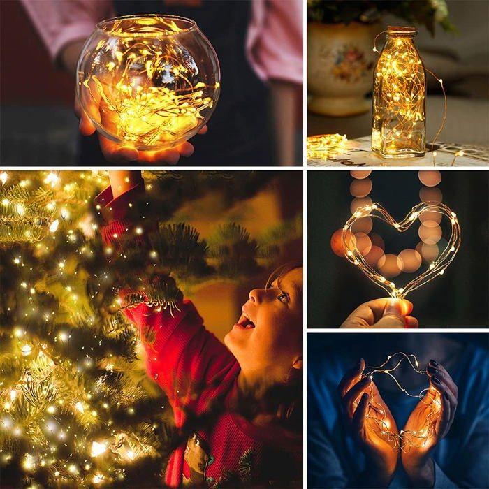 Guirlande lumineuse intérieure - suright - dhw-jp01ww - 12m - 120 led blanc chaud - résistante à l'eau ip65