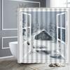 Winter Landscape Shower Curtain Outside The Window Cedar Snow Scene Bathroom Curtain Decor Waterproof Fabric Bathtub Screen