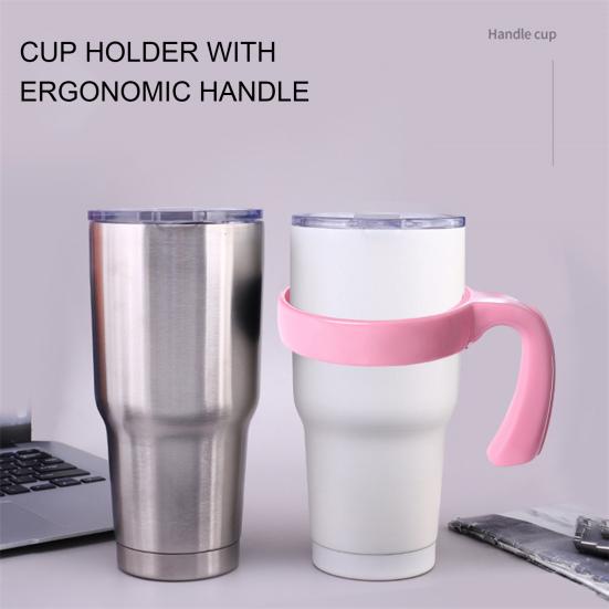 2 Pcs Tumbler Handle Attachment Ergonomic Grip Anti Slip Car Cup Holders BPA Free Travel Mug Handles for 20/32oz Tumbler Cup Accessories