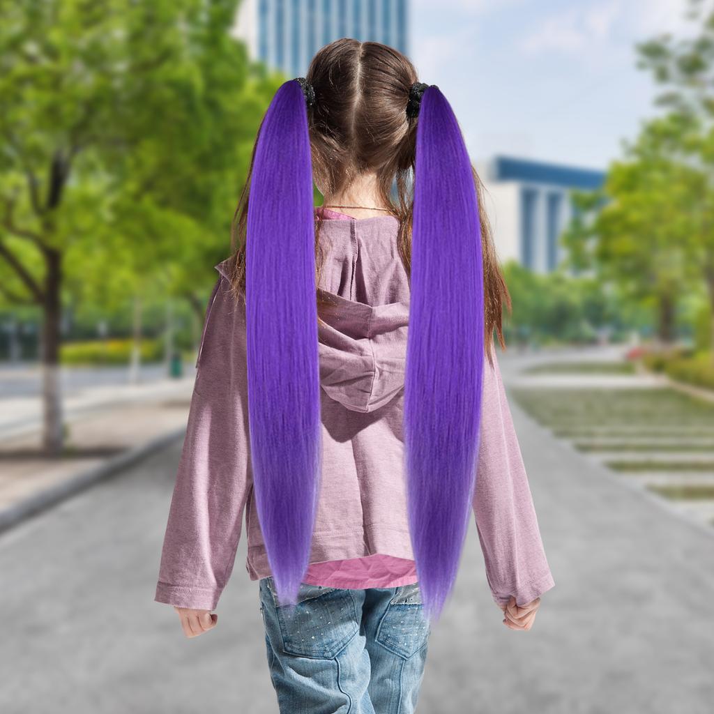 2 Stück Lila Pferdeschwanzverlängerung Farbiger Pferdeschwanz für Frauen Mädchen, Dunkellila Haarschmuck