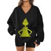 Women's Loose And Comfortable Letter V-neck Sportswear Long-sleeved Sweatshirt Daily Matching Clothes