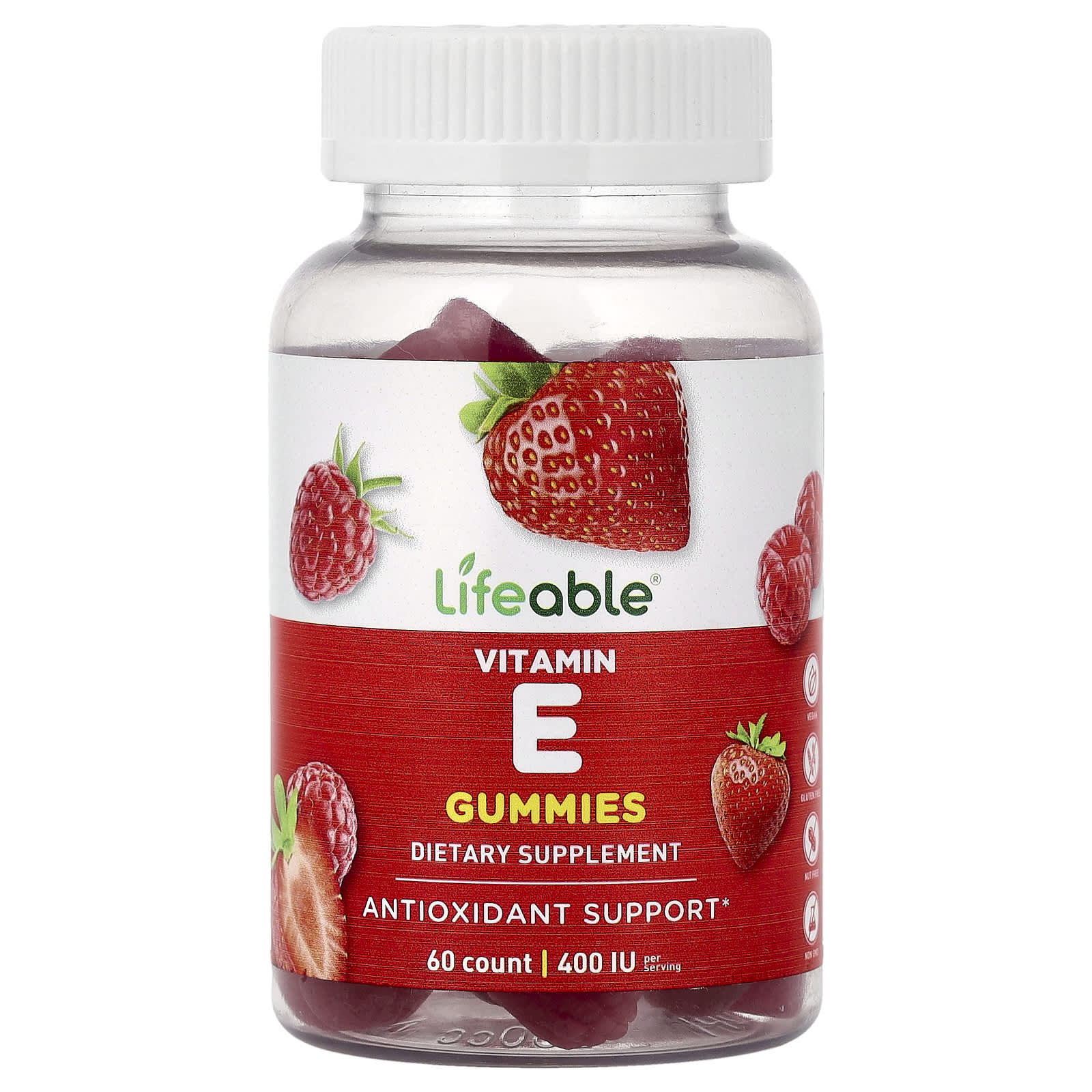 

Lifeable, Vitamin E Gummies, Berry, 60 Gummies (60mg per Gummi)