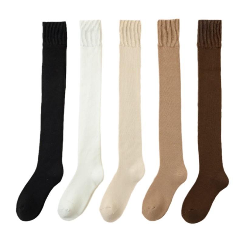 Socks Women'S Winter Fleece Thickened Women'S Fleece Knee Socks Warm Solid Color Pulled Floor Socks Stockings