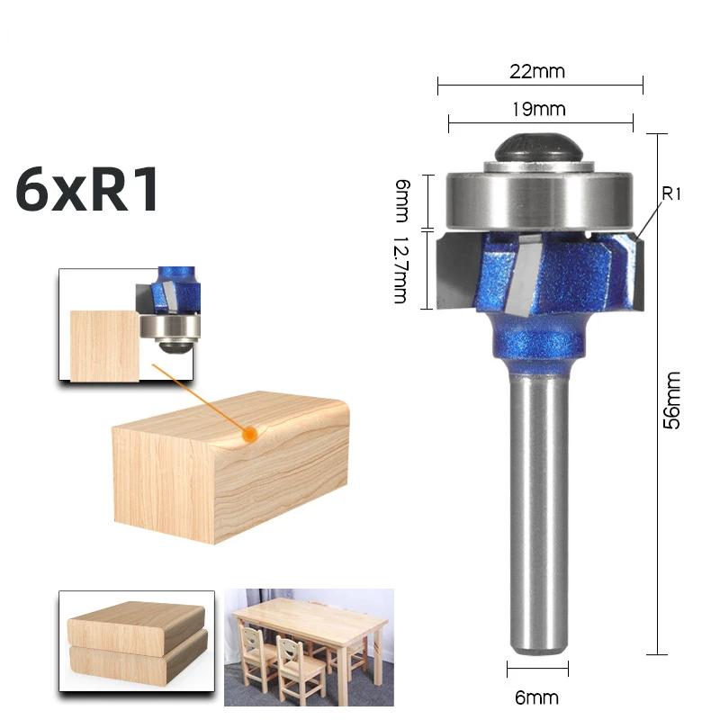 Allsome 6mm/6,35mm/8mm SchaftAbgerundeter Kantenfräser R1 R2 R3 Zierkanten Holzbearbeitung Fräser Klassischer Fräserbit für Holz