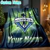 Custom Name Seattle Sounders Fc Crest Throw Blanket - Perfect for Couch, Bed, Office, and outdoor Travel - Ideal Gift for Christmas & Holidays