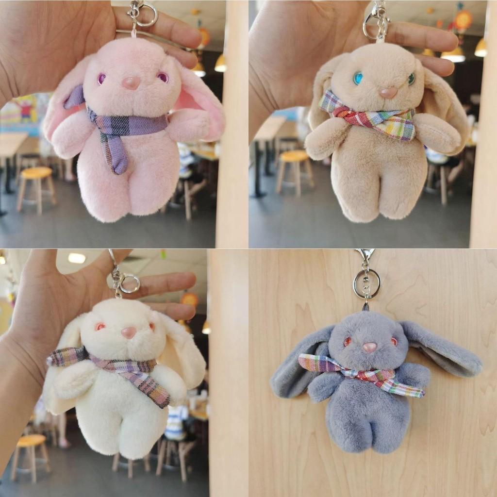 Adorable Plush Bunny Keychain Soft Crystal Velvet Cartoon Rabbit Stuffed Toy Accessory