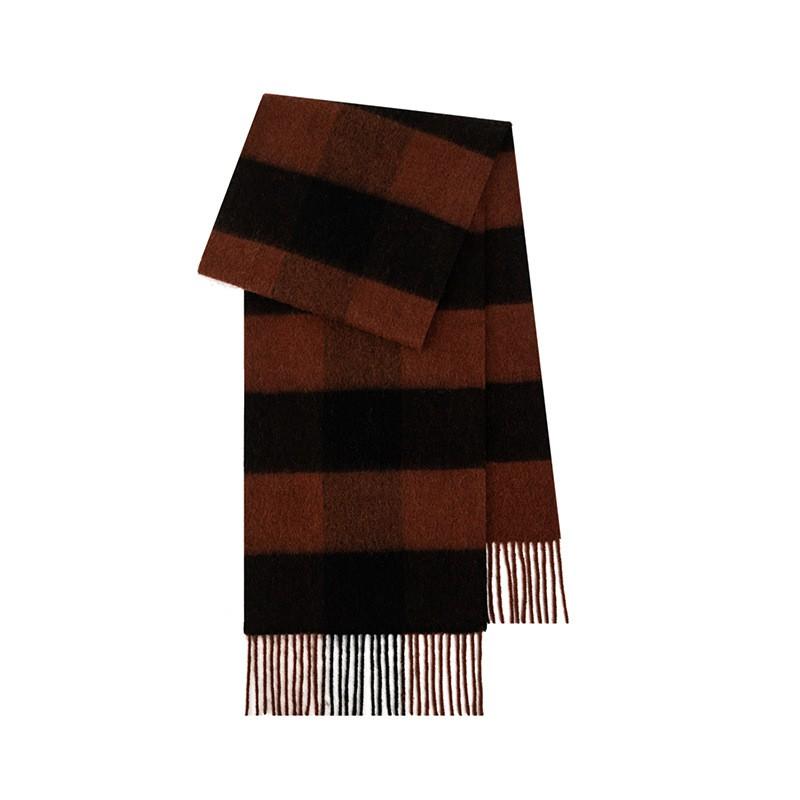 Womens Extra Long 100% Wool Scarf Winter Warm Plaid Shawl Soft Knitted Wrap Cold Weather
