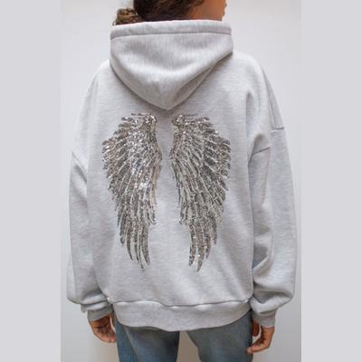 Світшот з капюшоном з паєтками Жіночий повсякденний з довгим рукавом Жіночий топ Жіночий вільний вуличний одяг