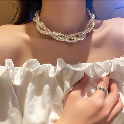 Xiaoxiangfeng Multi-layer Baroque Necklace Pearl Collarbone Chain Retro Light Luxury Niche Neck Chain Fashion Accessories Women's Models
