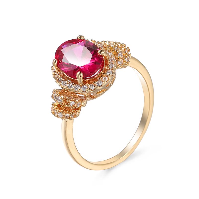 

Gold-Plated Red Corundum Zircon Ring Jewelry Size 7