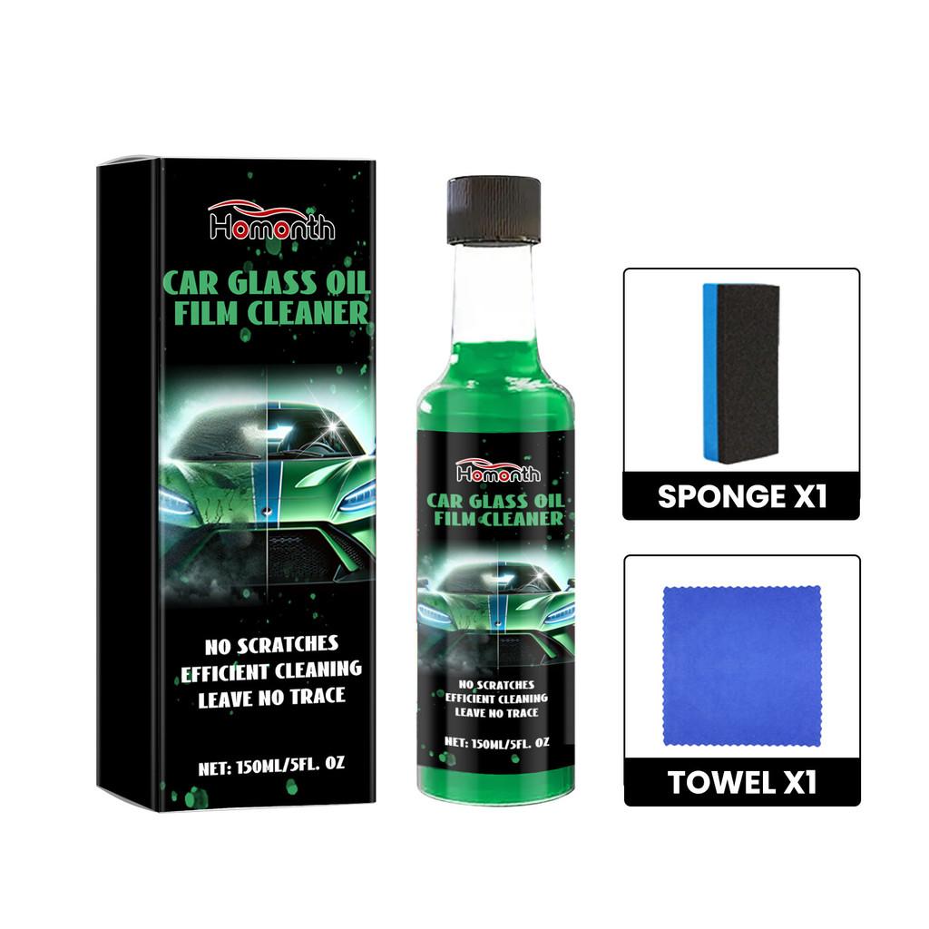 Homonth Automotive Glass Oil Film Cleaner Multi-purpose Streak-free Solution 150ml With Sponge And Towel