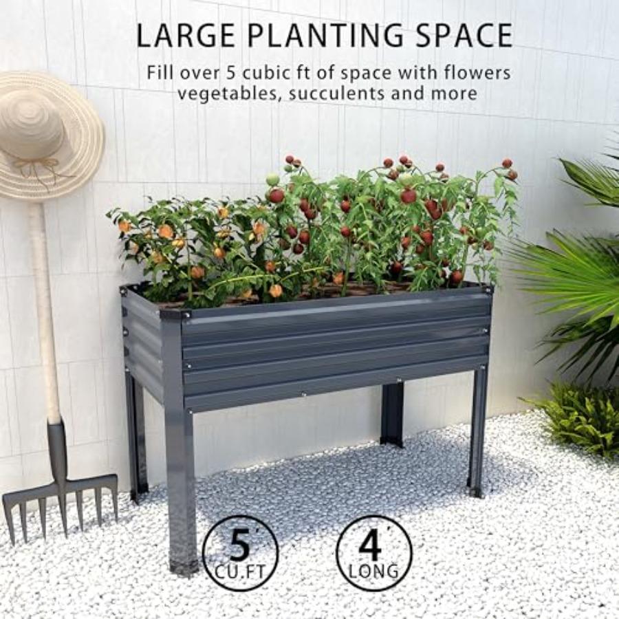 2PCS Galvanized Raised Garden Bed with Legs 48×18×30in Elevated Planter Box for Backyard Outdoor Garden Patio Balcony 300lb Cci