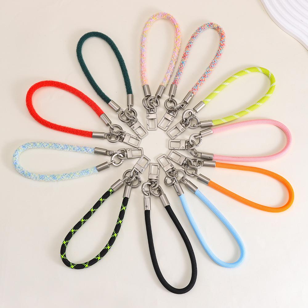 Custom Eco-Friendly Durable Mobile Phone Hand Wrist Lanyards Keychain Sports Polyester Woven Short Wrist Strap Lanyard Phone