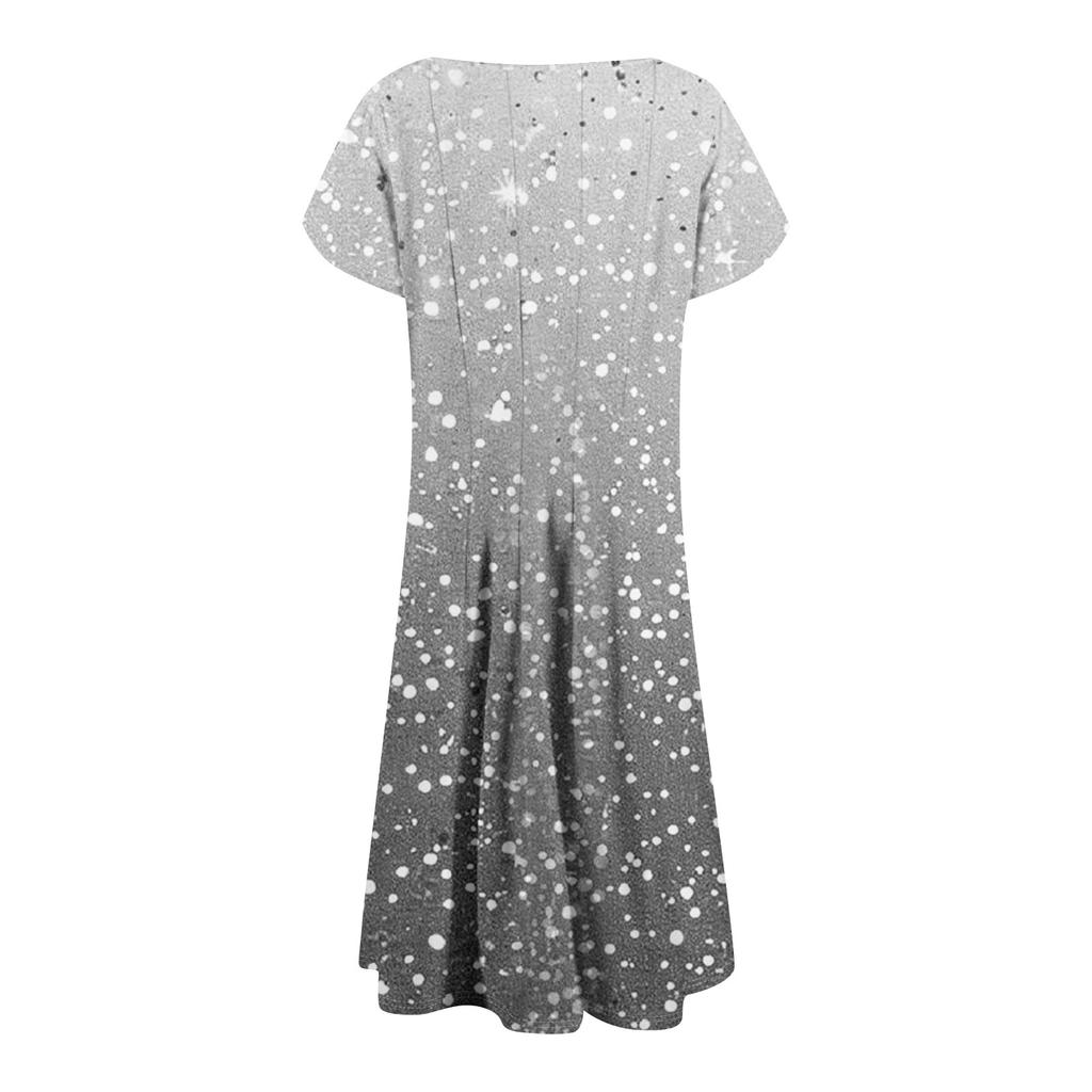 Damen Casual Fashion Rundhals Kurzarm Midikleid Modisches Hochzeitsgastkleid
