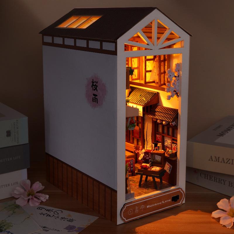 Tianyu DIY 3D Miniature Bookend: Rainy Alley Creative Assembly Model Toy