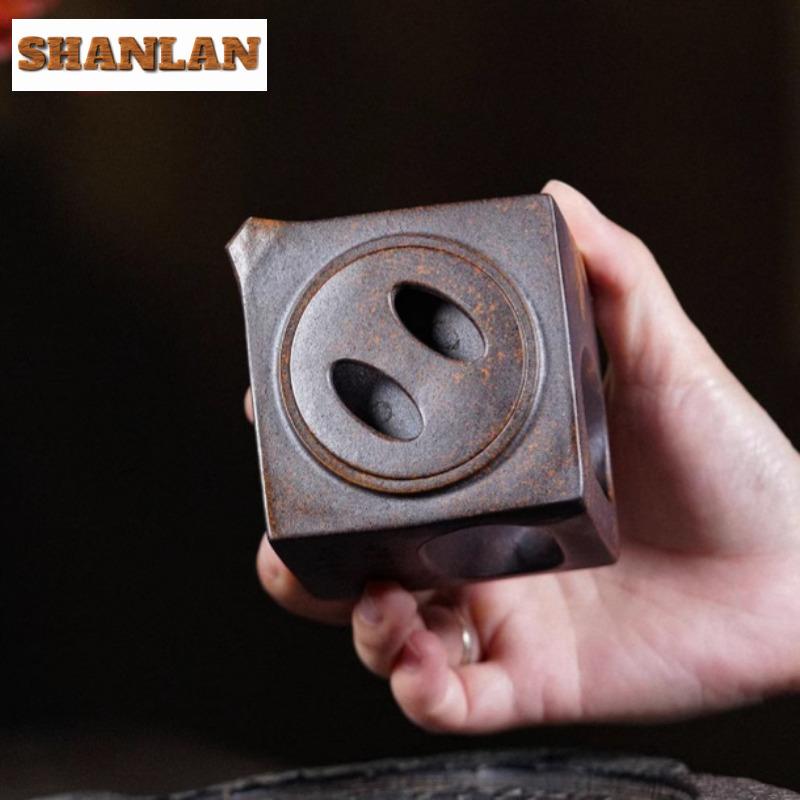 260ml Yixing Purple Clay Teapots Master Handmade Square Pot Raw Ore Dragon Kiln Wood Burning Mud Kettle With Filter Zisha Teaset