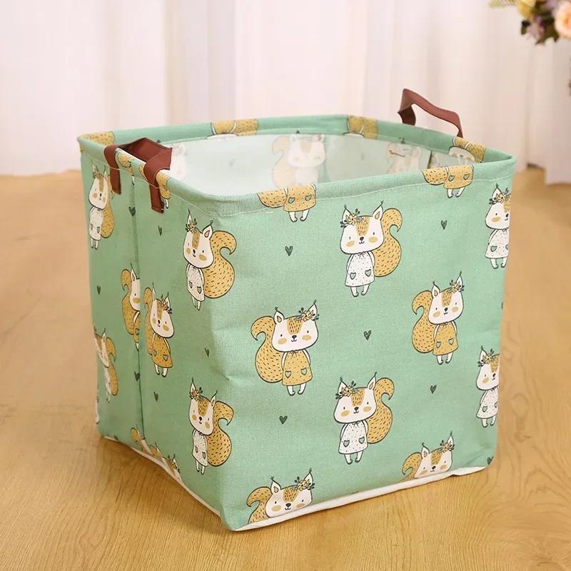 32x32x32cm Oxford Stampa Carina Pieghevoli Cesti Contenitori Contenitori Vestiti Scatole Mini da Scrivania Organizer Trucco Libro Giocattolo per Bambini