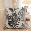 45X45Cm Throw Pillow Case Leaf Pattern Square Decorative Embroidery Jacquard Cushion Cover For Farmhouse Home Holiday Decor Blue