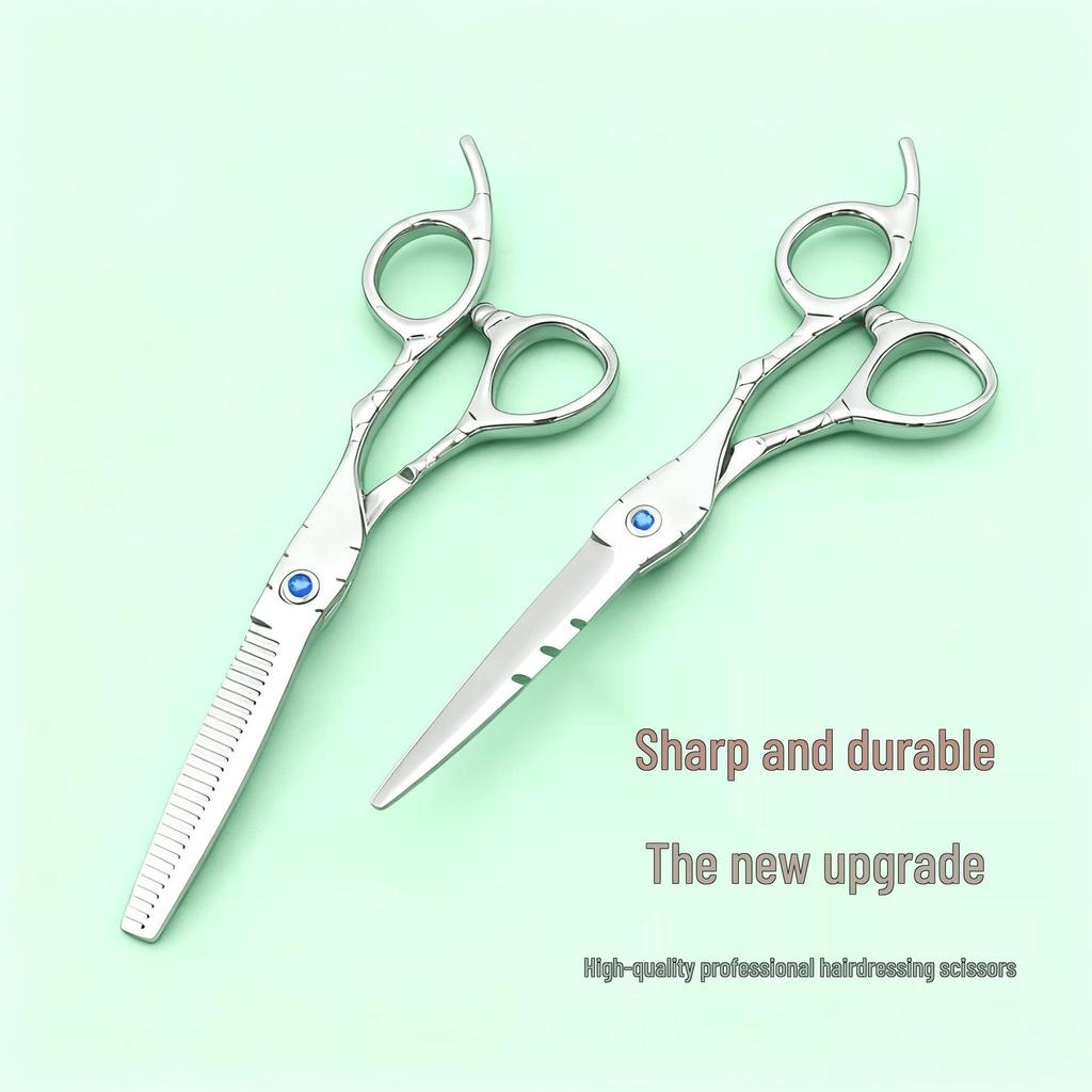 Professional 6" Hairdressing Scissors Set - Straight, Serrated, Thinning - Stainless Steel