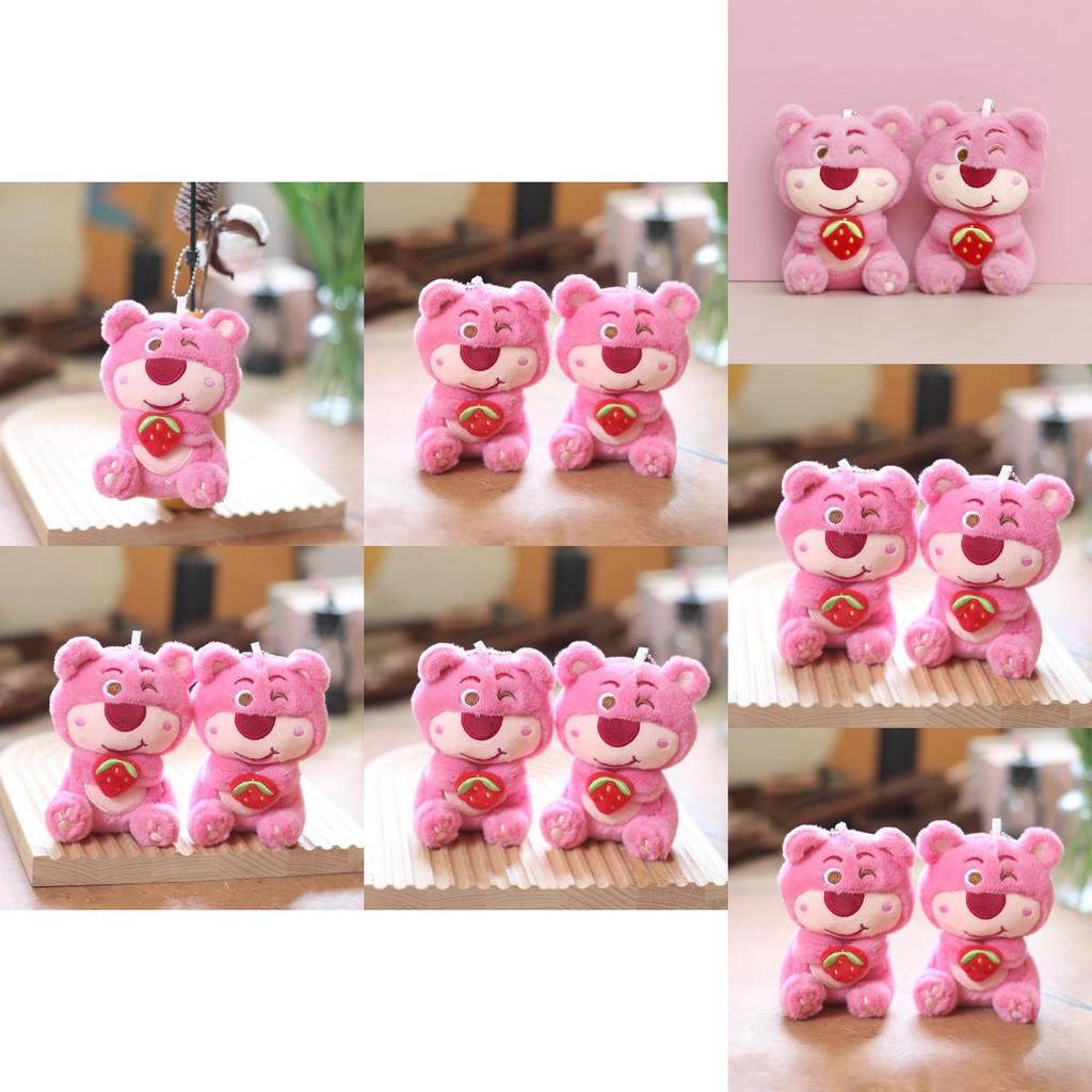 Adorable Pink Strawberry Bear Plush Keychain Soft And Cute Toy For Bag Or Purse Decoration