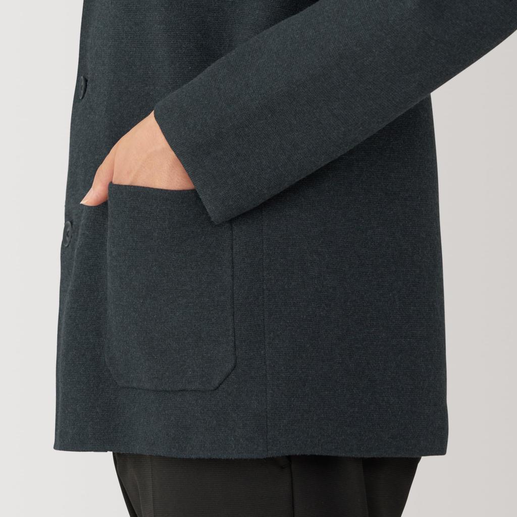 MUJI Pralny dzianinowy kardigan z prążkami Milan, Ciemny, Rozmiar AA0R0A4A, Męski, Szary, L,