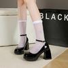 Mary Jane shoes Internet celebrity design sense niche square head high heels 2025 summer new thick heel bag head sandals women's shoes
