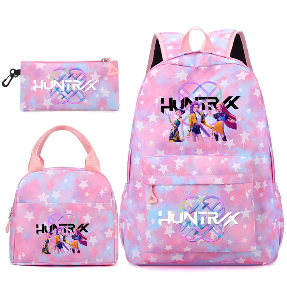 3Pcs/set Cute Kpop Printed Backpack Handbag Pencil Case for Teenger Student Girl Boy Schoolbag Kid Bookbag Large Capacity Travel Bag Gift Mochila
