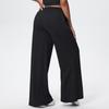 Women's Wide-Leg Brushed Fleece Pants with Drape Pockets and Elastic Drawstring