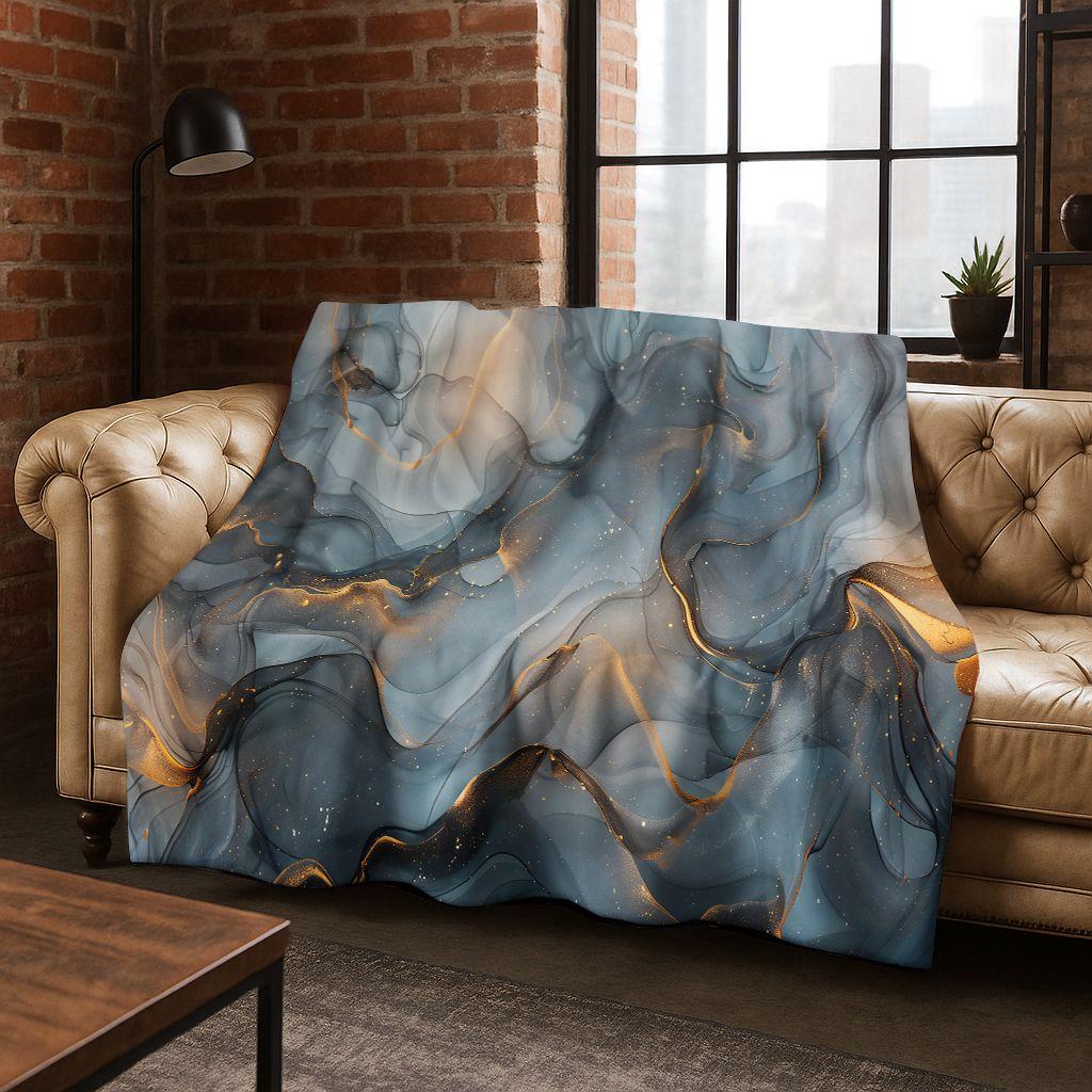 Dream Colorful Stone Texture Marble Black Green Gold  Flannel Blanket,Cozy Soft Throw Blanket for Home Bedroom Bed Sofa Gift
