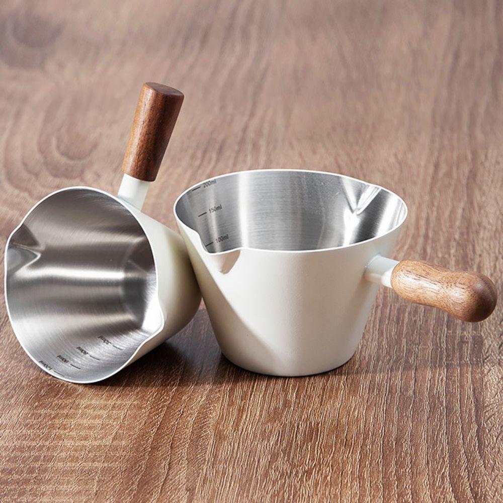 Walnut Handle Coffee  Extraction Cup 304 Stainless Steel Milk Cup Multifunctional Dosing Cup  Cafe