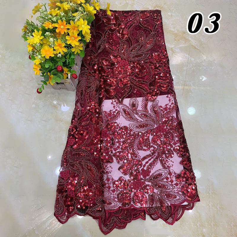 1 Yard Luxury Bead Sequins Lace Fabric For Diy Sewing Wedding Party Bridal Evening Dress DIY Sew French Tulle Fabric Material