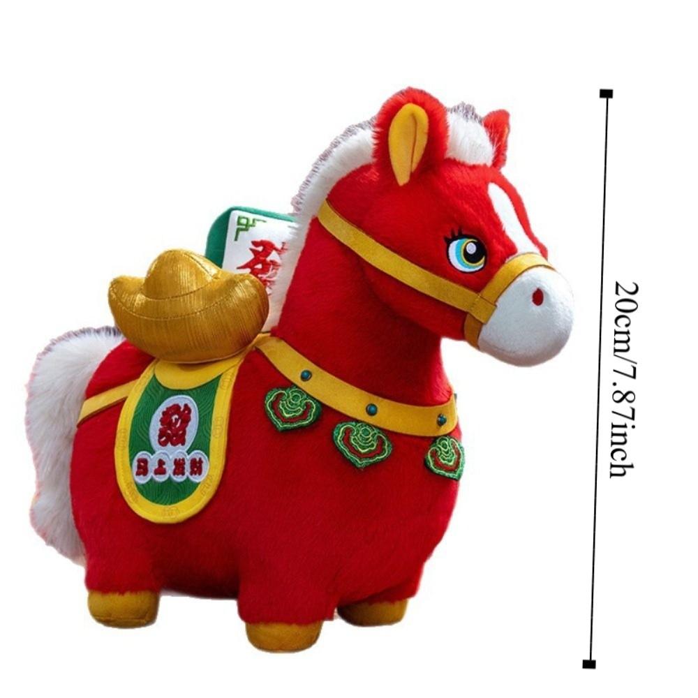 Chinese Style Plush Horse Plush Doll PP Cotton Chinese Stuffed Horse Doll Festive Decor